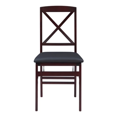 Set Of 2 Triena X Back Folding Chair Upholstered Seat Espresso - Linon 5 Set Of 2 Triena X Back Folding Chair Upholstered Seat Espresso - Linon - Image 3