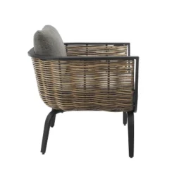 2pk Ashby Outdoor Woven Wicker Arm Chairs Black/Natural - Linon -Linon GUEST 10c7105d 878f 411c 8f60 6f2bec430712