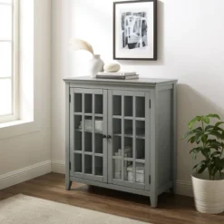 Largo Double Door Cabinet Gray - Linon