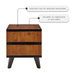 Mid-Century Modern 2 Drawer Nightstand Walnut - Linon -Linon GUEST 1ef1a4ef a883 4b5d ac40 0b6c3df7ce00