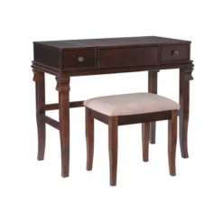 Home Angela Vanity Set Walnut - Linon -Linon GUEST 1fd00de2 891d 4c30 b58b 2fb565035a72