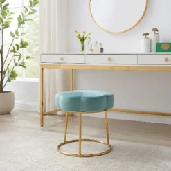Seraphina Ottoman Stool Teal - Linon -Linon GUEST 225b82a7 f58d 46dc b5e0 18490b1a579b