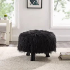 Faux Fur Foot Stool - Linon 12 Faux Fur Foot Stool - Linon -Linon GUEST 23c16765 6b7f 4bd0 9482 d5d39c6c71f6