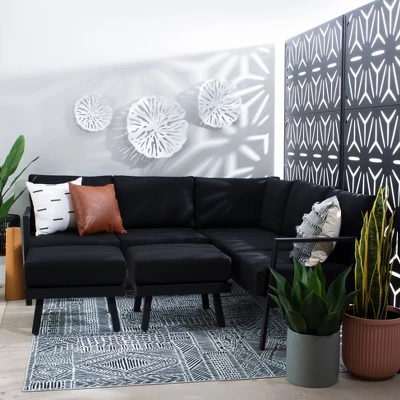 Linon Lark Aluminum Sectional Sofa Black 9 Linon Lark Aluminum Sectional Sofa Black - Image 7