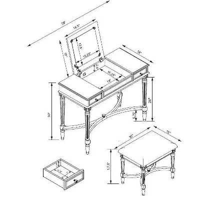 Cyndi Wash Vanity Gray - Linon 18 Cyndi Wash Vanity Gray - Linon - Image 16