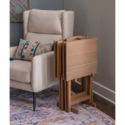 Acacia Tray Table Set Gray - Linon -Linon GUEST 4b102603 b4d3 4c02 9748 d2a04b7b86e2