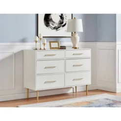 Gloria 6 Drawer Dresser White - Linon -Linon GUEST 4c577313 e17d 4a22 a877 122e46e14595