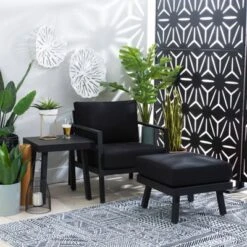 Linon Lark Aluminum Arm Chair Black -Linon GUEST 4d4770d4 5ea4 4cfc 96c9 3d6262e73ca2