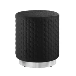 Camber Round Upholstered Ottoman - Linon -Linon GUEST 5ba10ee9 d31d 46d1 81fb 4845e65e8aa9
