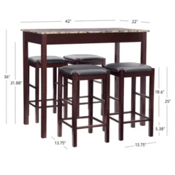 5pc Lancer Faux Marble Tavern Set - Linon -Linon GUEST 5bff4a02 a0c2 47f3 b62d b56d04d46a0f
