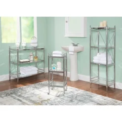 Pinnacle Glass Cart Chrome - Linon -Linon GUEST 61ece2f4 a29f 471c be51 511d906d8b26