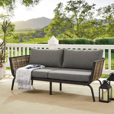Ashby Loveseat - Gray/Black/Natural - Linon 3 Ashby Loveseat - Gray/Black/Natural - Linon