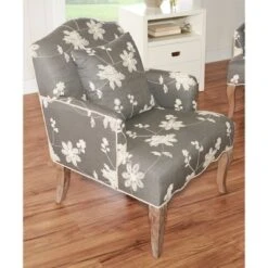 Floral Upholstered Armchair - Gray - Linon -Linon GUEST 70293f4d 93b2 48d1 b0fe 58caf1f73f14