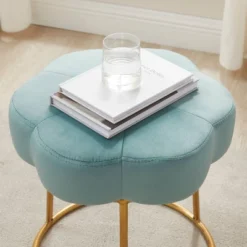Seraphina Ottoman Stool Teal - Linon -Linon GUEST 70fb14b9 315e 4e66 831e 26980c37fd50