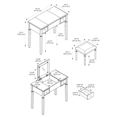 Camden Vanity Set Black Cherry - Linon 17 Camden Vanity Set Black Cherry - Linon - Image 15