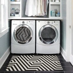 Jasile Washable Outdoor Rug Ivory/Black - Linon -Linon GUEST 7afa12a6 228e 4a0a 99b9 e03c66efedaa