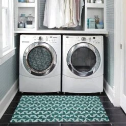 Odessa Washable Outdoor Rug Aqua/Green - Linon -Linon GUEST 7b6f40e3 7dea 4e63 987b 340c24c8897f