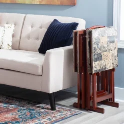 Faux Marble Tray Table Set - Linon -Linon GUEST 8786e91a 3e5d 4a21 bdc1 f2fd364944fa