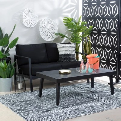 Linon Aluminum Rectangle Lark Coffee Table Black 3 Linon Aluminum Rectangle Lark Coffee Table Black