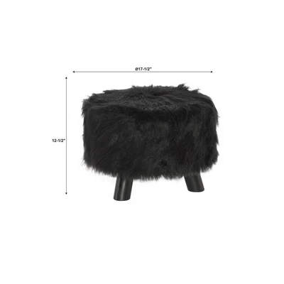 Faux Fur Foot Stool - Linon 8 Faux Fur Foot Stool - Linon - Image 6