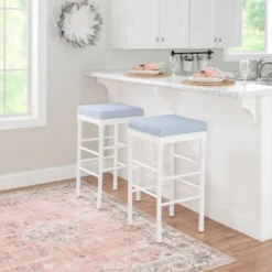 Set Of 2 Devin Barstool White - Linon -Linon GUEST 97d6e71d fe90 4e44 92a7 09a16b1a6c29