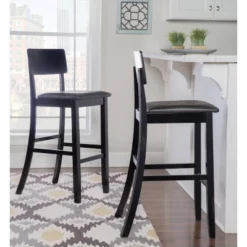 29" Torino Contemporary Barstool Hardwood/Black - Linon -Linon GUEST 9c52ade7 d20d 4a0d a10b 9c1075030260