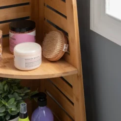 Bracken Bamboo Corner Shelf Natural - Linon -Linon GUEST a4fc9202 dcd1 4d26 a97f 900c7df4ac56