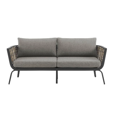 Ashby Loveseat - Gray/Black/Natural - Linon 4 Ashby Loveseat - Gray/Black/Natural - Linon - Image 2