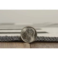 Jasile Washable Outdoor Rug Ivory/Black - Linon -Linon GUEST a7307ce0 5b06 4c86 837e 5730b5bb235e