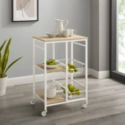 Tamarind Small Kitchen Cart White - Linon