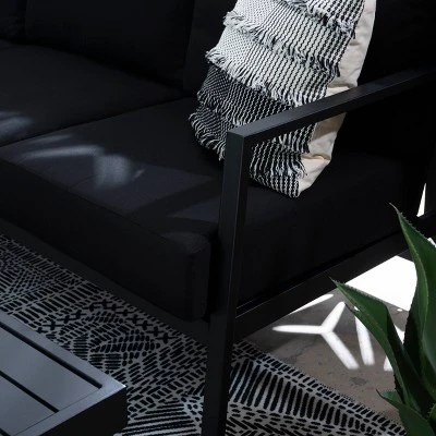 Linon Lark Aluminum Sectional Sofa Black 10 Linon Lark Aluminum Sectional Sofa Black - Image 8