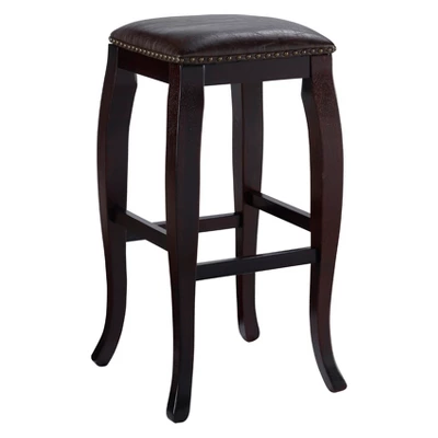 San Francisco Backless Faux Leather Barstool Wood Caramel - Linon 8 San Francisco Backless Faux Leather Barstool Wood Caramel - Linon - Image 6