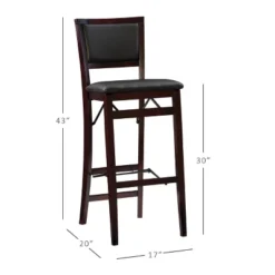 30" Keira Padded Back Folding Bar Stool Espresso Brown - Linon -Linon GUEST b2503eb8 a8a8 4bfa be55 c87e7f85a566