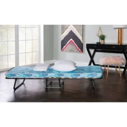 Twin Roma Folding Bed Blue - Linon -Linon GUEST bb880312 2158 45f4 b5f6 2b1a2dd5e6e0