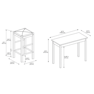 3pc Lancer Tavern Counter Height Table Dining Set - Linon 16 3pc Lancer Tavern Counter Height Table Dining Set - Linon - Image 14