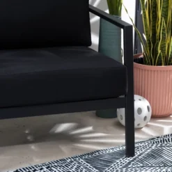 Linon Lark Aluminum Arm Chair Black -Linon GUEST bcb55ebe 19ae 4c0c 9cbe e74c779b1edf