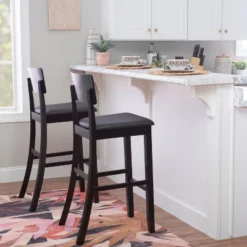 29" Torino Contemporary Barstool Hardwood/Black - Linon -Linon GUEST c7ca0645 810d 4eb3 8f31 c2017492b85e