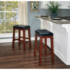 Kennedy Backless Barstool Wood - Linon -Linon GUEST c8fa8958 389e 4935 b3d7 edb0dcc50d77