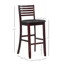 30" Torino Ladder Back Barstool Upholstered Seat - Espresso Wood - Linon -Linon GUEST cdd589ec a898 44c7 b42a 7d48604c31b1