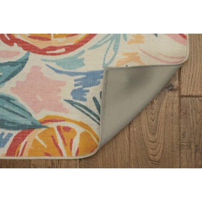 Pomelo Washable Outdoor Rug Ivory/Orange - Linon 5 Pomelo Washable Outdoor Rug Ivory/Orange - Linon - Image 3