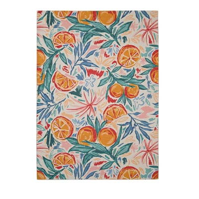 Pomelo Washable Outdoor Rug Ivory/Orange - Linon 14 Pomelo Washable Outdoor Rug Ivory/Orange - Linon - Image 12