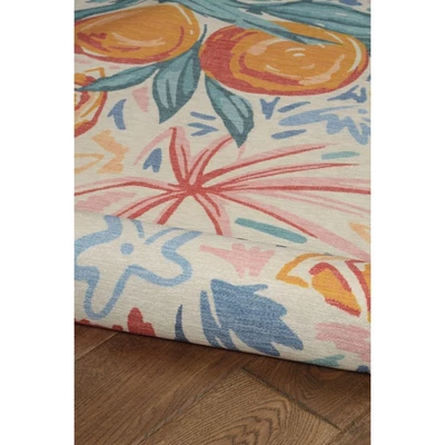 Pomelo Washable Outdoor Rug Ivory/Orange - Linon 6 Pomelo Washable Outdoor Rug Ivory/Orange - Linon - Image 4