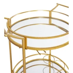 Round Metal Bar Cart Gold - Linon -Linon GUEST d9a3170c 5b19 4828 a073 1ccdd6c2d74f