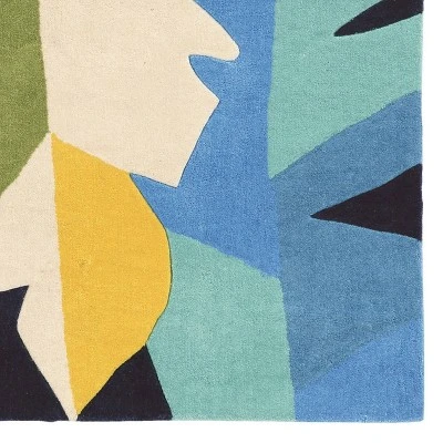 1'10"x2'10" Trio 406 Tropical Leaf Accent Rug Blue - Linon 3 1'10"x2'10" Trio 406 Tropical Leaf Accent Rug Blue - Linon