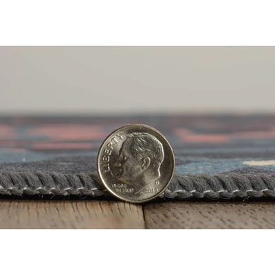 Melling Washable Outdoor Rug Navy/Gold - Linon 7 Melling Washable Outdoor Rug Navy/Gold - Linon - Image 5