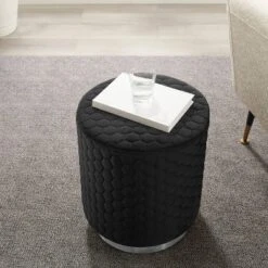 Camber Round Upholstered Ottoman - Linon -Linon GUEST df0dd873 be16 441d 90a0 43a8d4c03b8f