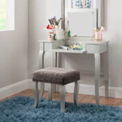 Harper Vanity Set Silver - Linon -Linon GUEST eca3b13b 96fc 4100 88c2 861a59903d91