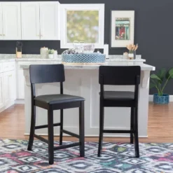 Torino Contemporary 24" Counter Height Barstool Hardwood/Black - Linon -Linon GUEST edcbfabf 67c7 4bda 9f7c 75b6bd9ad9b2