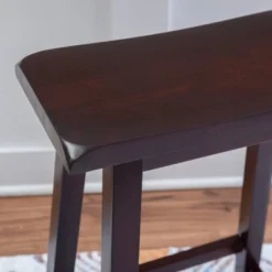 24" Saddle Counter Height Barstool Wood Brown - Linon -Linon GUEST fba8c9bf 9fcd 491c afac cb12909472e6